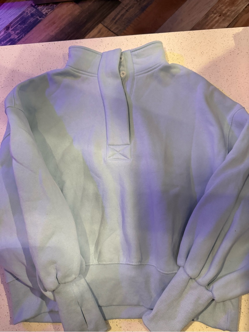Papermoon powder blue Quarter-Zip Pullover Sweatshirt